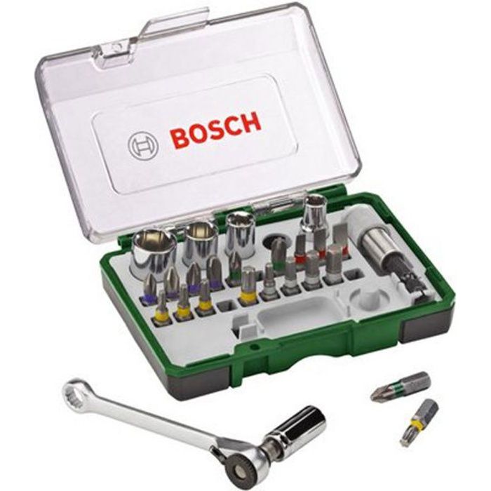 BOSCH Kleuren schroefset 27 stuks + ratel