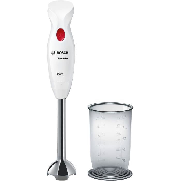 BOSCH MSM24100 - Hand blender CleverMixx - 400W - Afneembare roestvrijstalen voet - 1 snelheid - Blenderkom - Wit