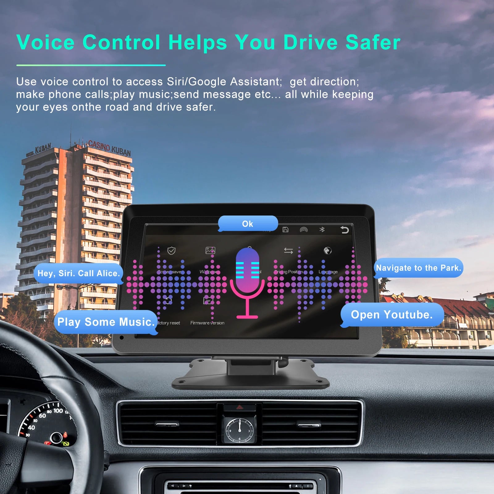 Autmonitor, 7 Inch, Compatibel met Apple CarPlay & Android Auto, WIFI & Bluetooth Verbinding