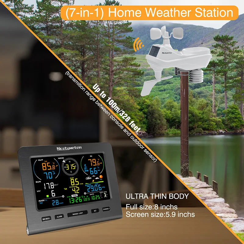 Wetterstation, WiFi-Verbindung, 7-in-1-Überwachung