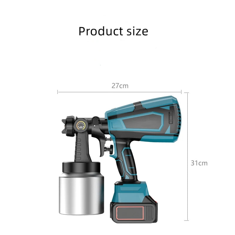 Elektrisch verfspuitpistool, draadloze bediening, compatibel met Makita batterij.