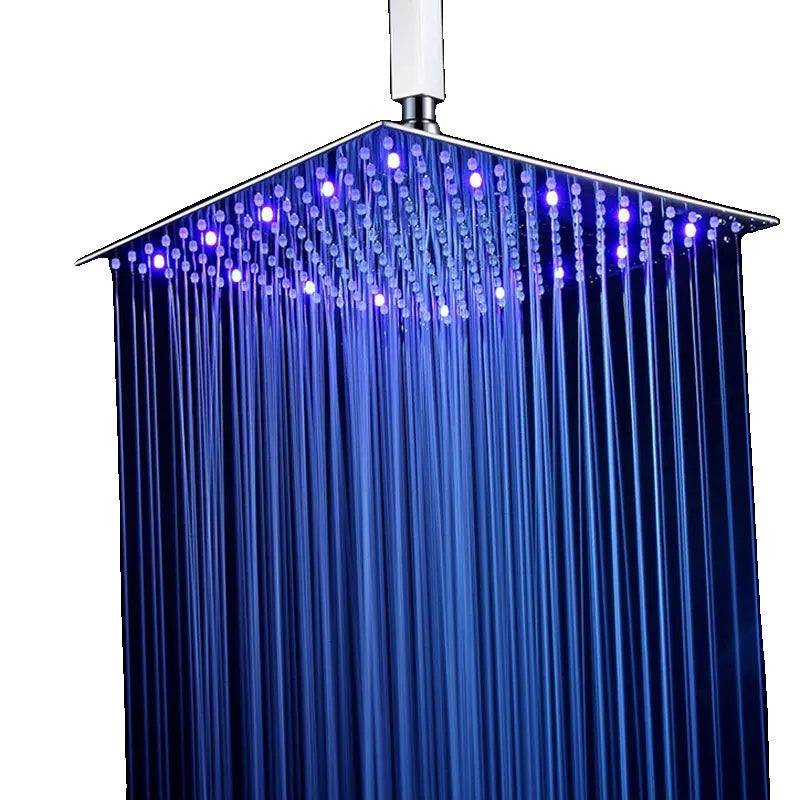 LED Rainfall Shower Head, Color Change with Temperature, Ultra-thin Design