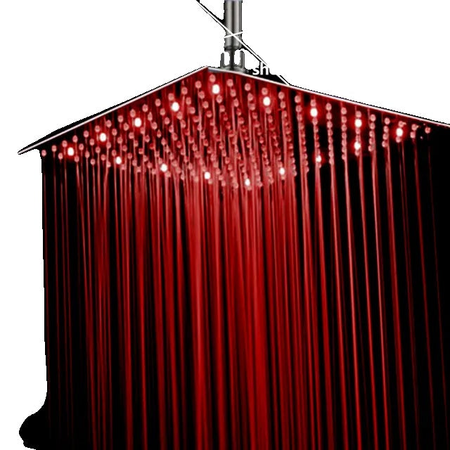 LED Rainfall Shower Head, Color Change with Temperature, Ultra-thin Design