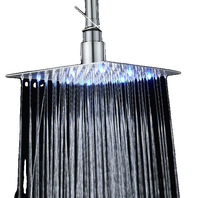 LED Rainfall Shower Head, Color Change with Temperature, Ultra-thin Design