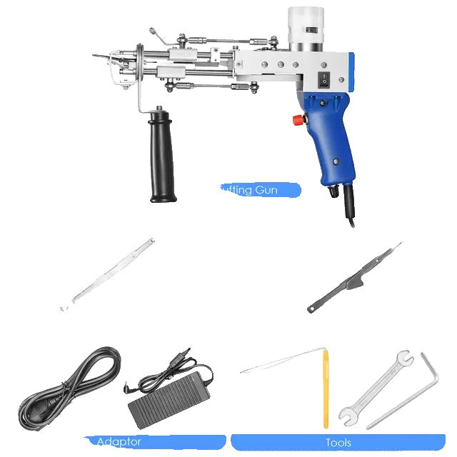 Pistol electric pentru tapițerie, realizare covor DIY, funcționalitate 2 în 1, tensiune reglabilă.