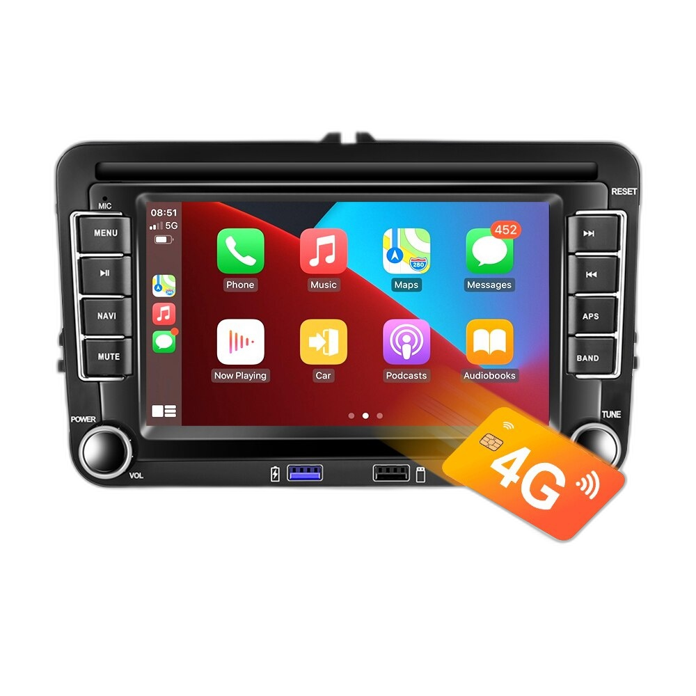 Android-autoradio GPS, 7 tuuman näyttö, yhteensopiva VW/Volkswagenin kanssa.