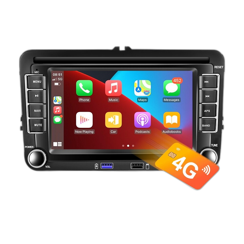 Android bilradio GPS, 7-tums display, kompatibel med VW/Volkswagen