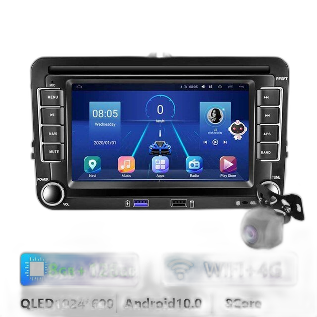 Android Auto Radio GPS, 7-inch scherm, compatibel met VW/Volkswagen