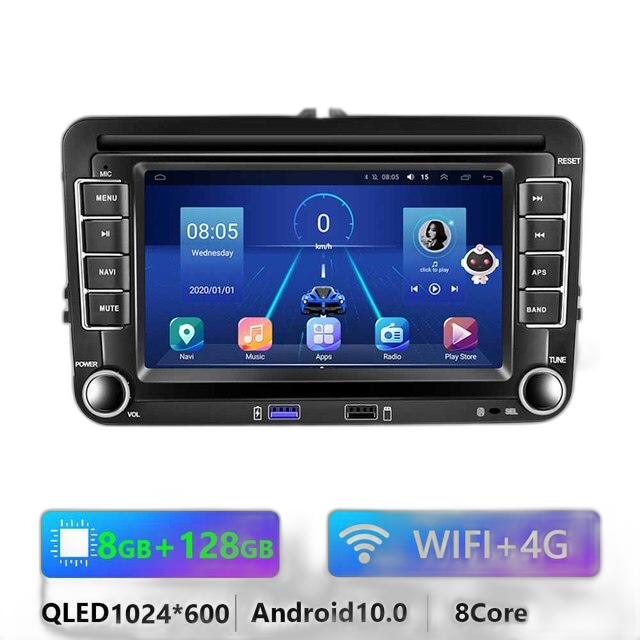 Android Auto Radio GPS, 7-inch scherm, compatibel met VW/Volkswagen