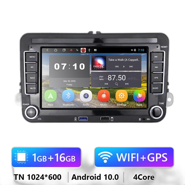 Android-Autoradio mit GPS, 7-Zoll-Display, kompatibel mit VW/Volkswagen