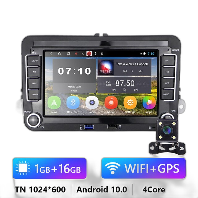 Android-Autoradio mit GPS, 7-Zoll-Display, kompatibel mit VW/Volkswagen