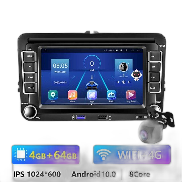 Radio auto Android cu GPS, ecran de 7 inch, compatibil cu VW/Volkswagen.