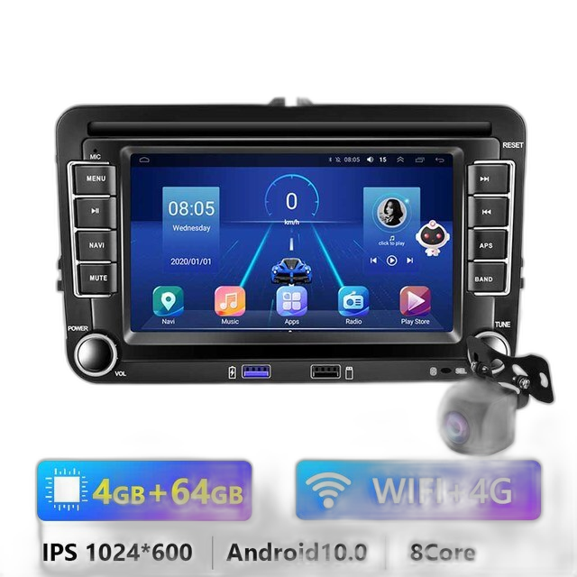 Android-Autoradio mit GPS, 7-Zoll-Display, kompatibel mit VW/Volkswagen