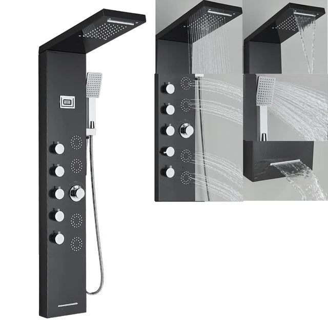 Bathroom Shower Panel Tower System, Wall-Mounted Mixer Tap, Spa-Like Massage Experience