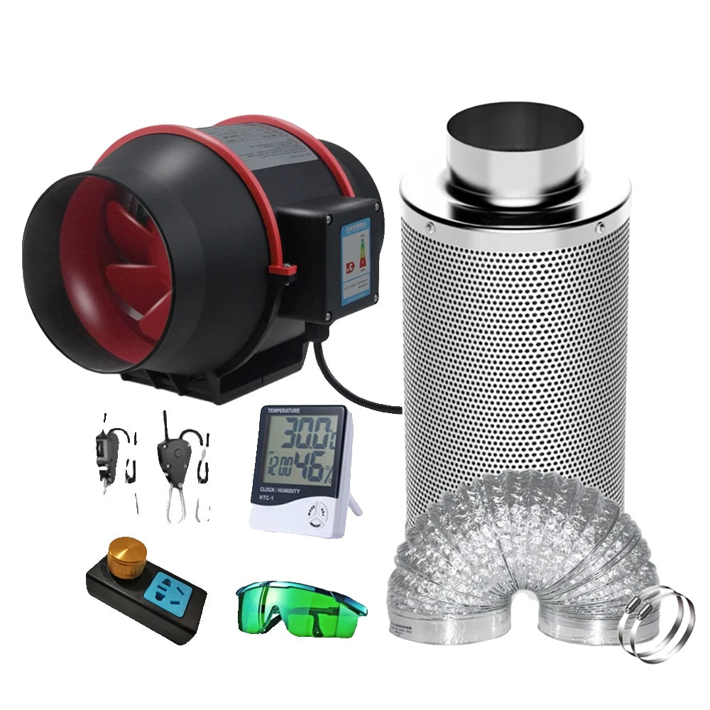 Kit ventilator conductă, comutator de viteză cu telecomandă, filtru de carbon