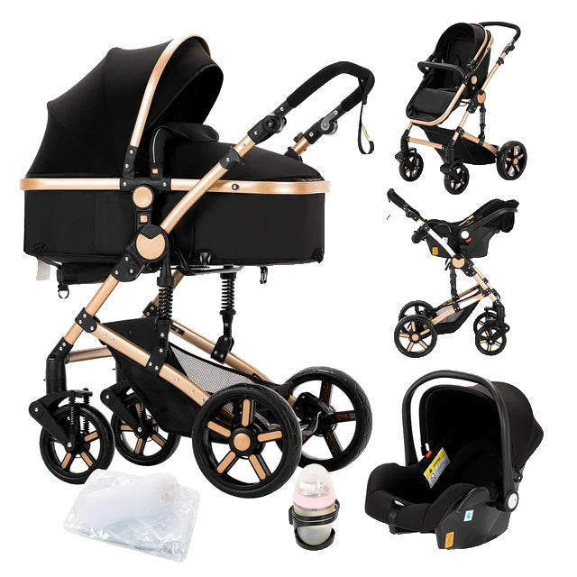 Baby Stroller, 3 in 1 Design, Lightweight and Four-Wheel Configuration