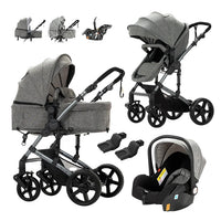 Baby Stroller, 3 in 1 Design, Lightweight and Four-Wheel Configuration