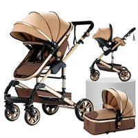 Baby Stroller, 3 in 1 Design, Lightweight and Four-Wheel Configuration