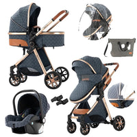 Kinderwagen, 3-in-1-Design, leicht und mit vier Rädern ausgestattet.