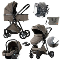 Kinderwagen, 3-in-1-Design, leicht und mit vier Rädern ausgestattet.