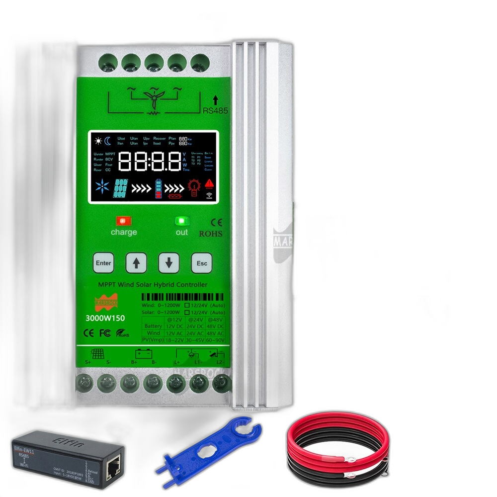 Hybrid Vind Sol Opladningskontrol, MPPT Board, Wifi Monitor