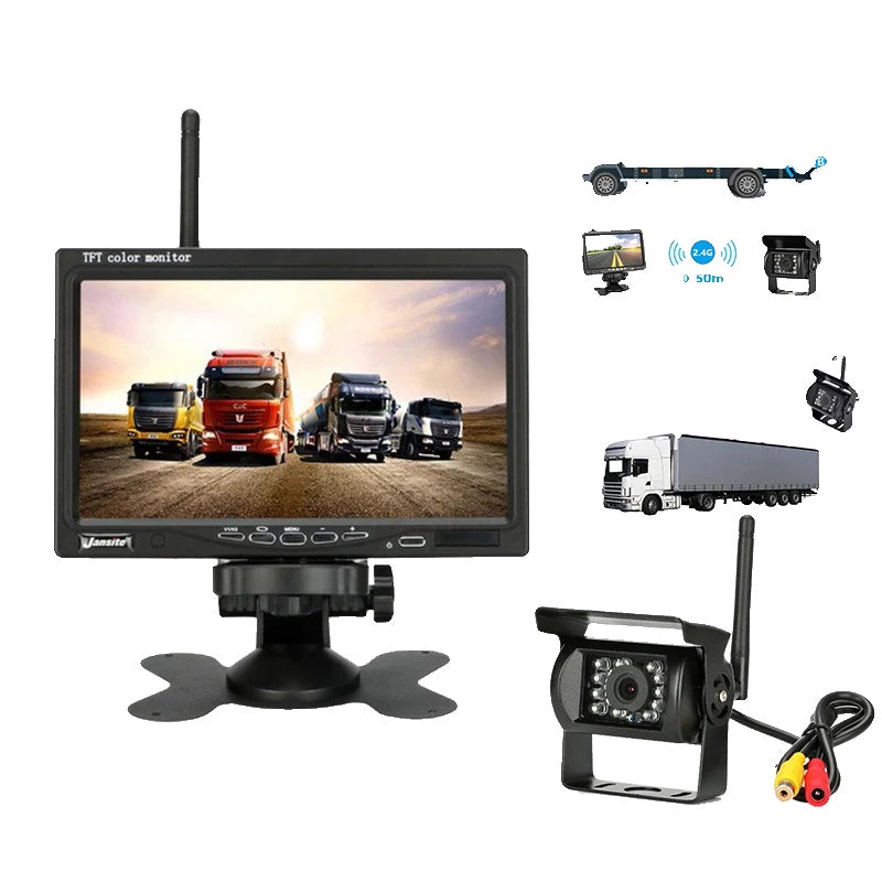 Wireless HD Vehicle Camera, 7 Inch Monitor, Backup Camera Compatibility