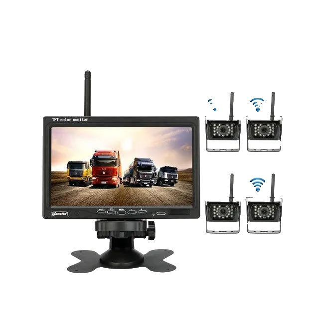 Camera wireless HD pentru vehicule, monitor de 7 inch, compatibilitate cu camera de backup.