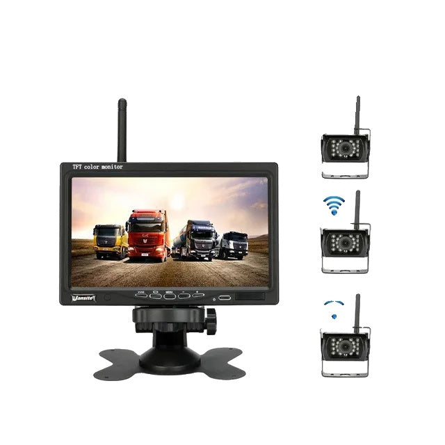 Camera wireless HD pentru vehicule, monitor de 7 inch, compatibilitate cu camera de backup.