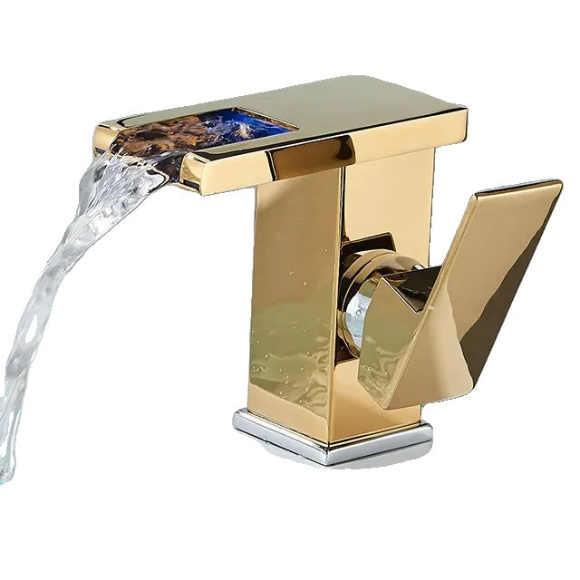 Robinețe pentru chiuvetă de baie, tehnologie LED hidroelectrică, design cu cascade