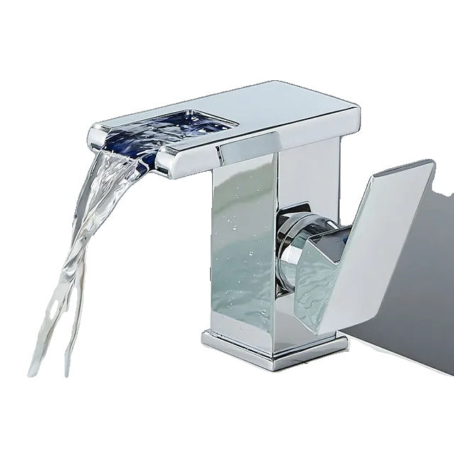 Robinețe pentru chiuvetă de baie, tehnologie LED hidroelectrică, design cu cascade