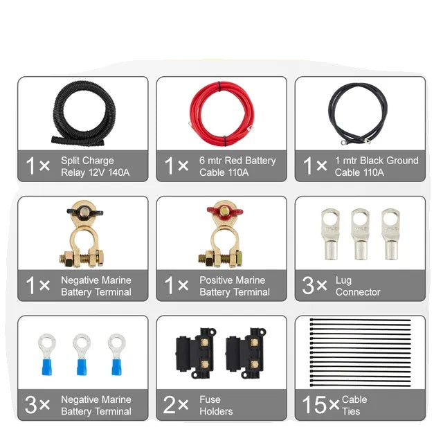 Split Charge Relay Kit, Spændingssensorrelæ, 12V