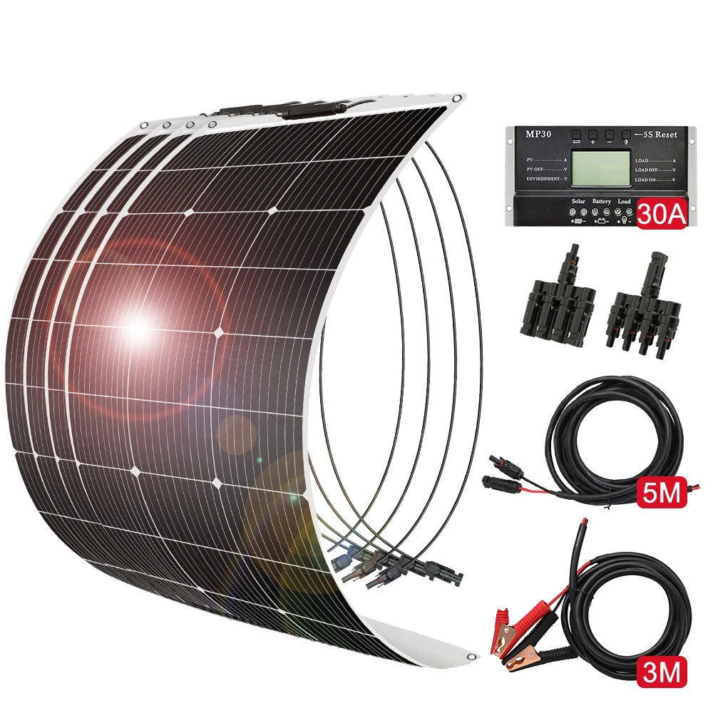 Flexibel solpanel, vattentät, 12V solbatteripaket