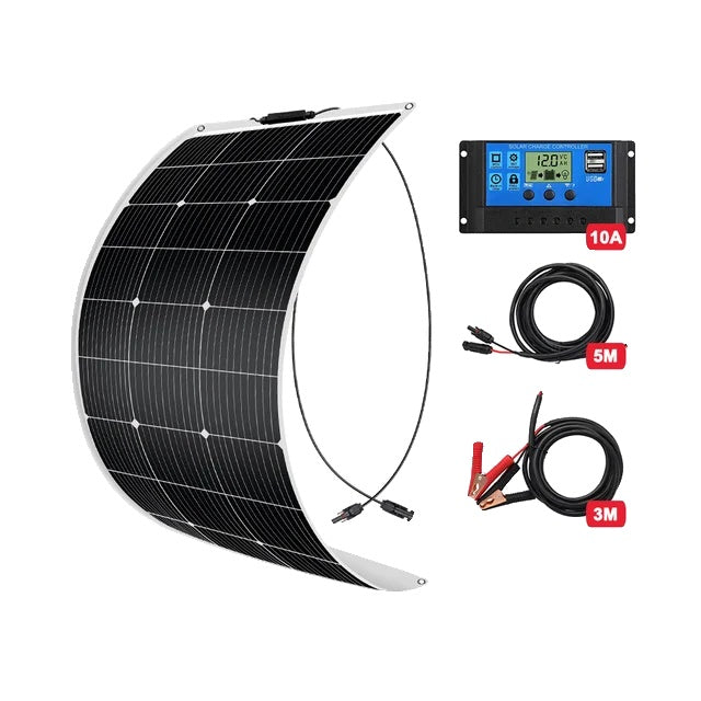 Panou solar flexibil, rezistent la apă, pachet baterie solară de 12V