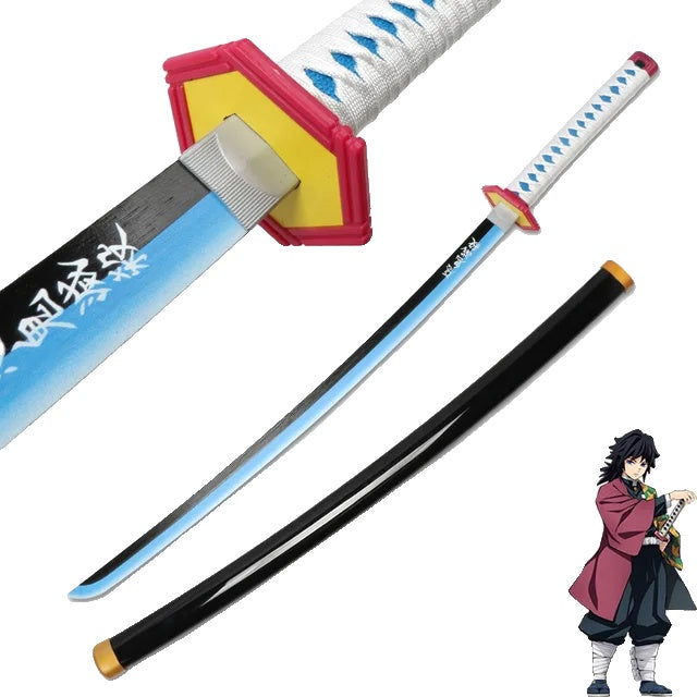 Sabie Demon Slayer, lungime de 104 cm, design samurai din lemn