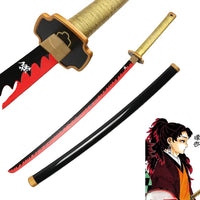 Sabie Demon Slayer, lungime de 104 cm, design samurai din lemn