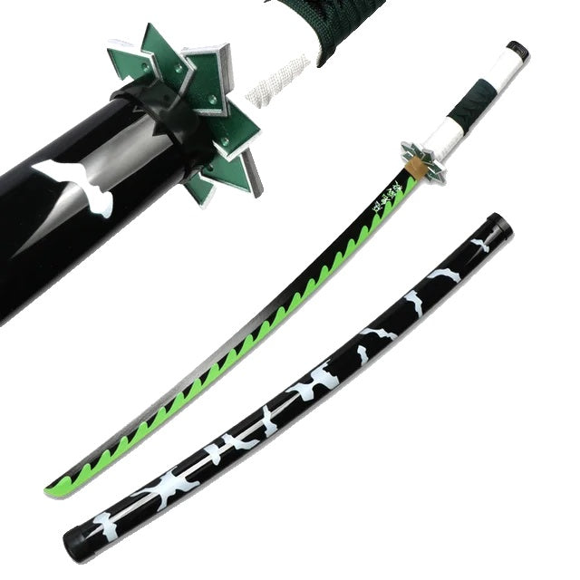 Sabie Demon Slayer, lungime de 104 cm, design samurai din lemn