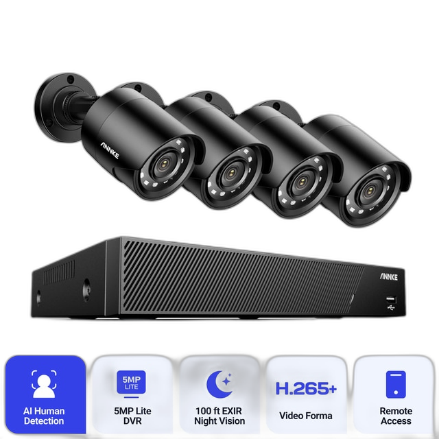 Övervakningssystem med CCTV, 5MP upplösning, utomhusövervakningskameror