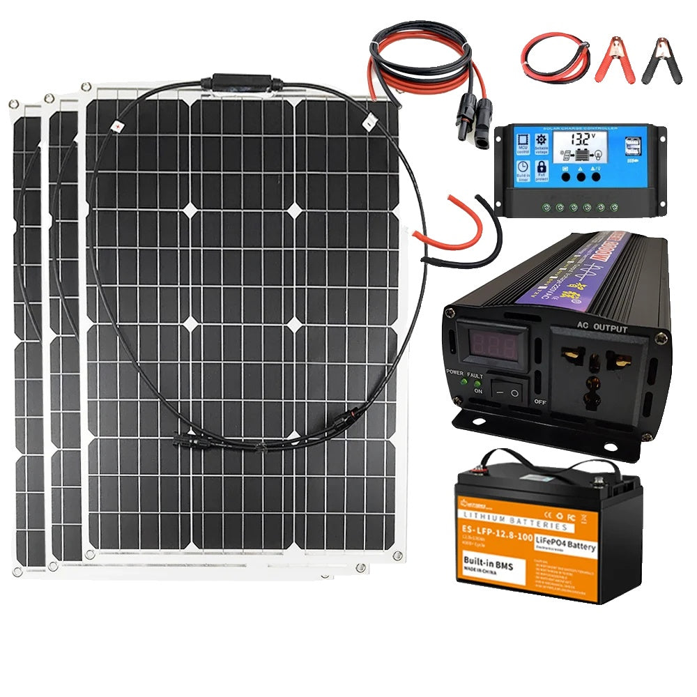 Solenergisystem til hjemmet, 2000W effektudgang, 100Ah Lifepo4 batteri