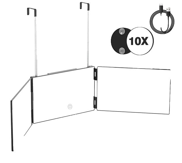 LED-ljus spegel, justerbar höjd, 360° rotation