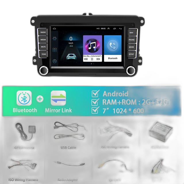 Bilradio, 8-kärnig, Android Auto