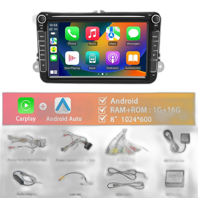 Autoradio, 8' Touchscreen, kompatibel mit Carplay