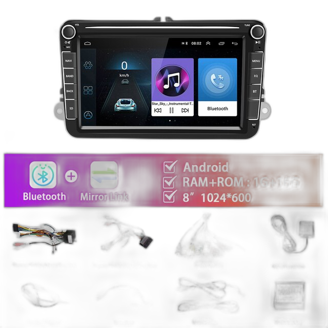 Car Radio, 8' Touchscreen, Carplay Compatible