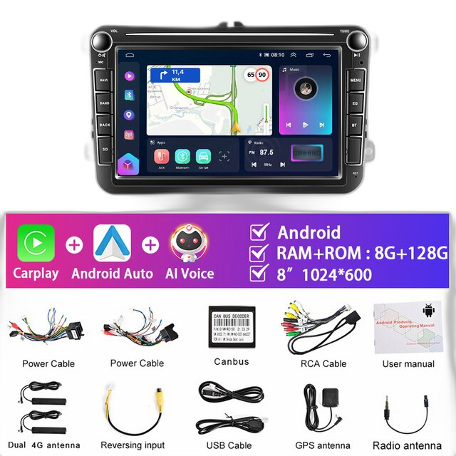 Car Radio, 8' Touchscreen, Carplay Compatible