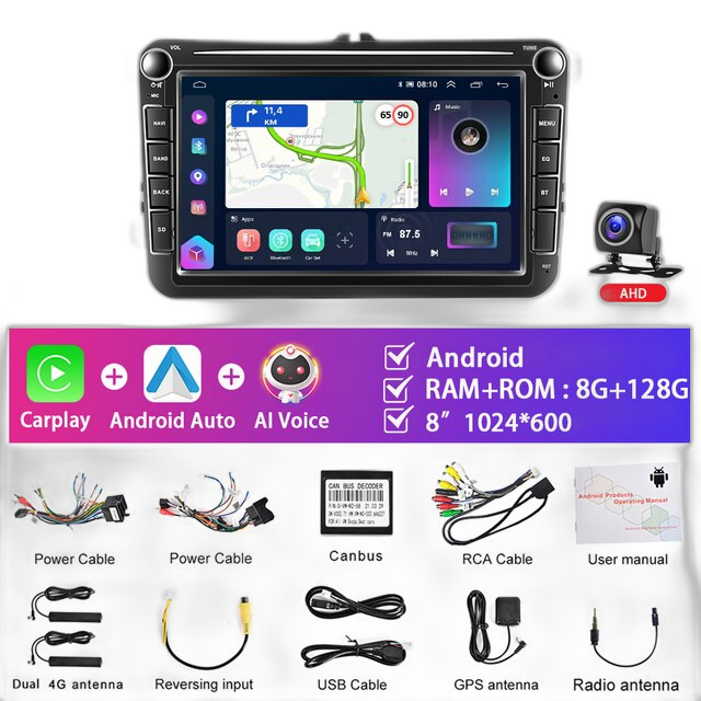 Car Radio, 8' Touchscreen, Carplay Compatible