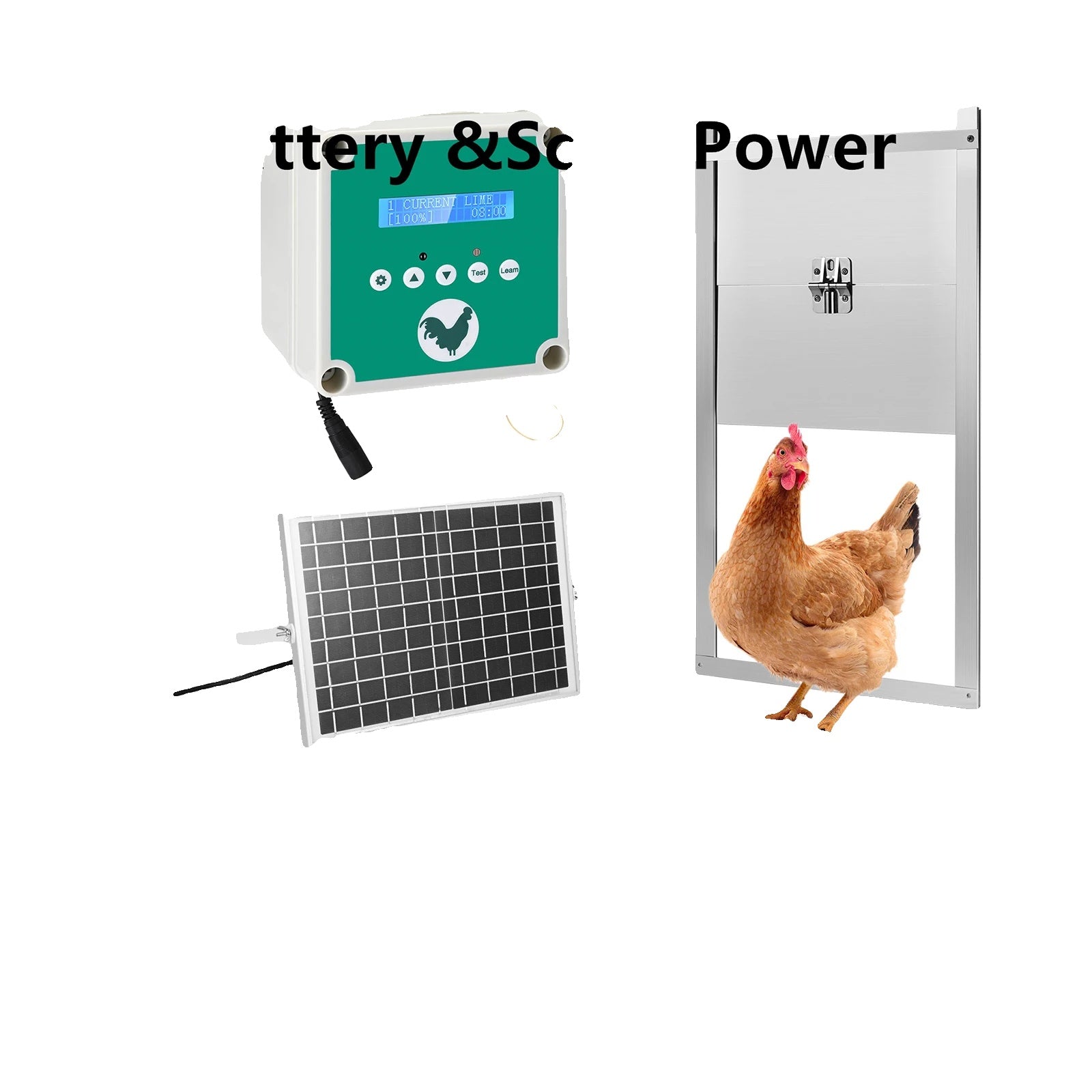 Automatischer Hühnerstall Türöffner, LCD-Bildschirm Timer, Solarbatterie Strom