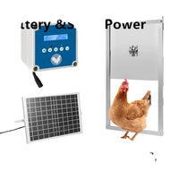 Automatisk Hønsehus Døråbner, LCD Skærm Timer, Solcelle Batteri Strøm