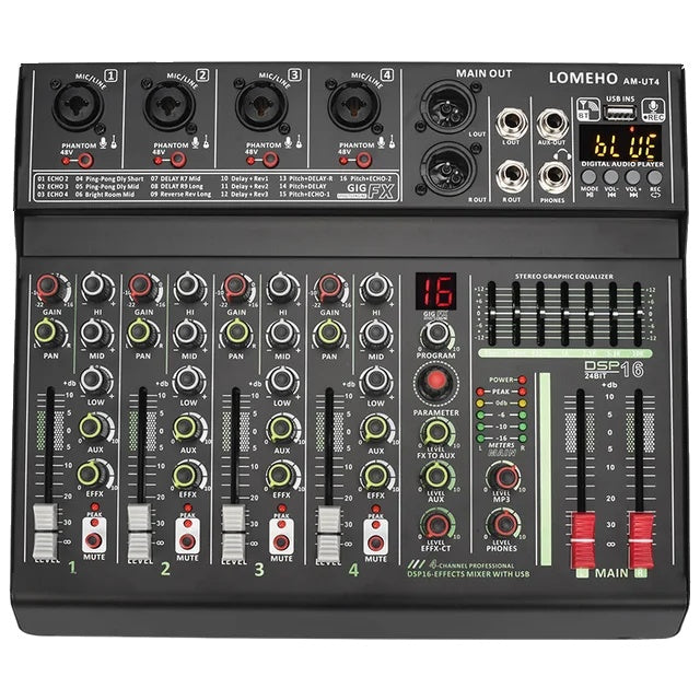 Dj Mixer, 4 Channels, 16 Dsp, 48V Phantom Power