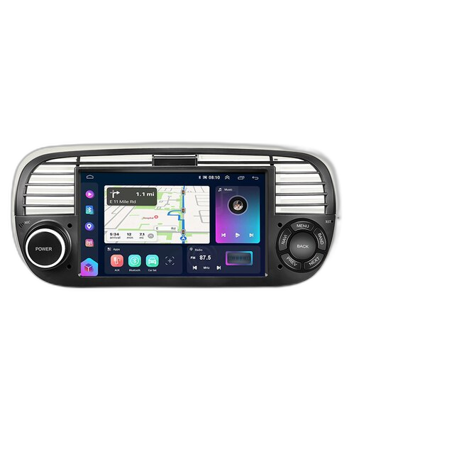 7'' Android Autoradio Voor Fiat 500 2007-2015 - 2Din 8+128G, Carplay, Auto WIFI GPS DSP