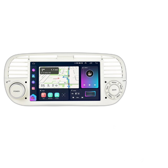 7'' Android Autoradio Voor Fiat 500 2007-2015 - 2Din 8+128G, Carplay, Auto WIFI GPS DSP