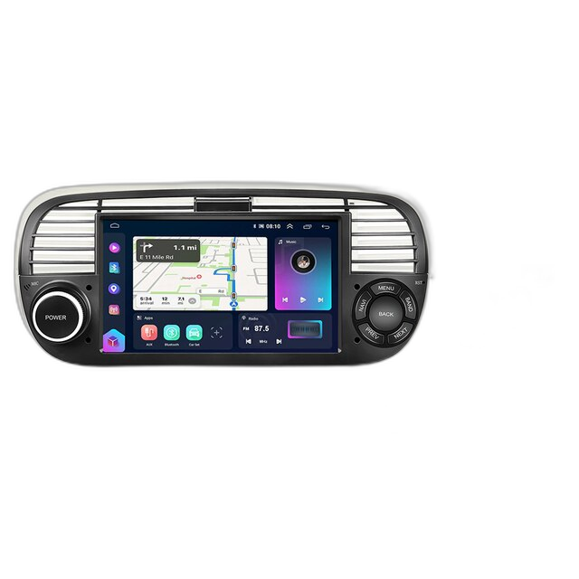 7'' Android Autoradio Voor Fiat 500 2007-2015 - 2Din 8+128G, Carplay, Auto WIFI GPS DSP
